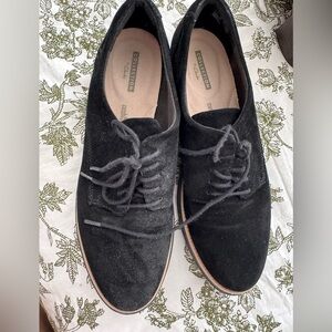 Clarks Sharon Noel Black Nubuck Lace-Up Wedge Shoes size 9.5 US / 41 EU